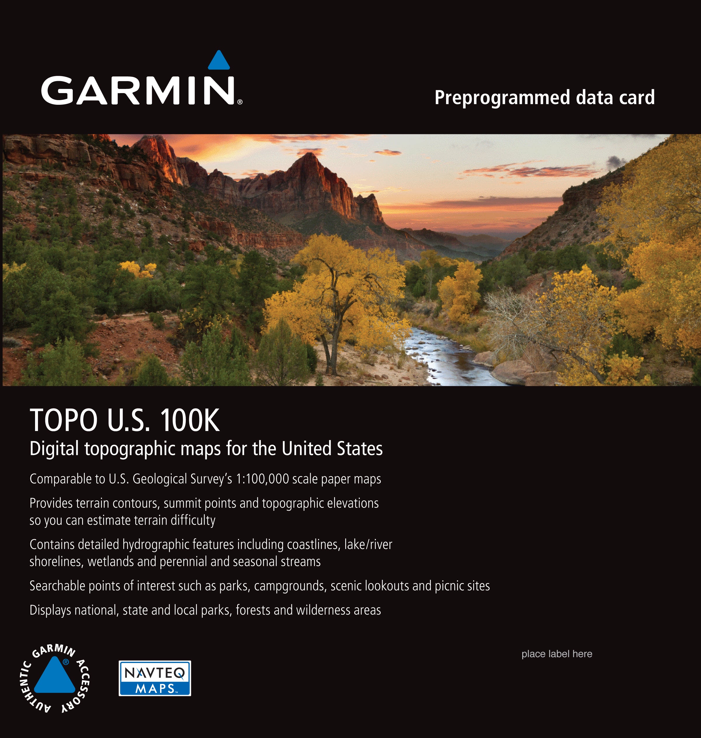 Garmin microSD™/SD™ card: TOPO U.S. 100K