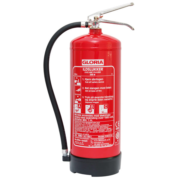 Gloria PDM 6kg GX powder fire extinguisher 55A 233B. DS/EN 3 &amp; Solas.