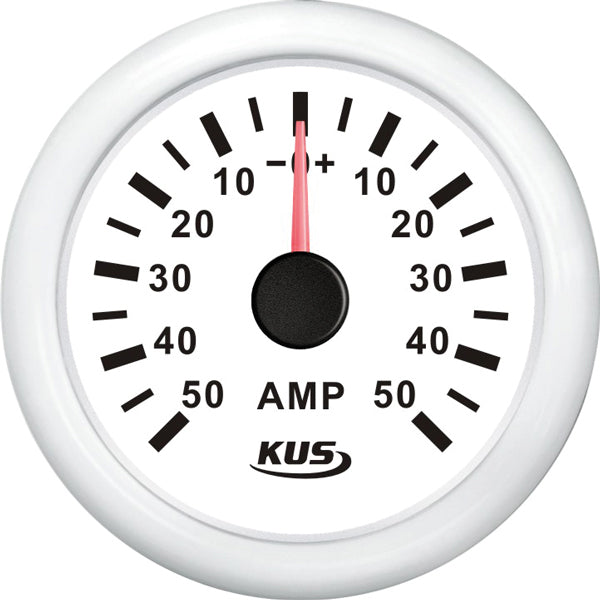 KUS Amperemeter Hvid m/50A Shunt 12/24V