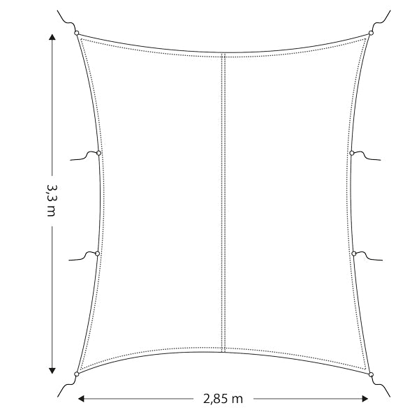 Solsejl 2.85 x 3.30 mtr. rektangulær