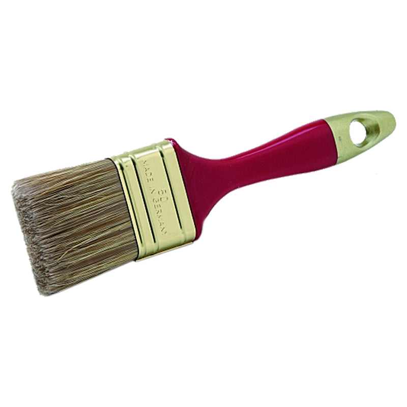 Flat brush red plastic handle 50mm 12 pcs (72404)