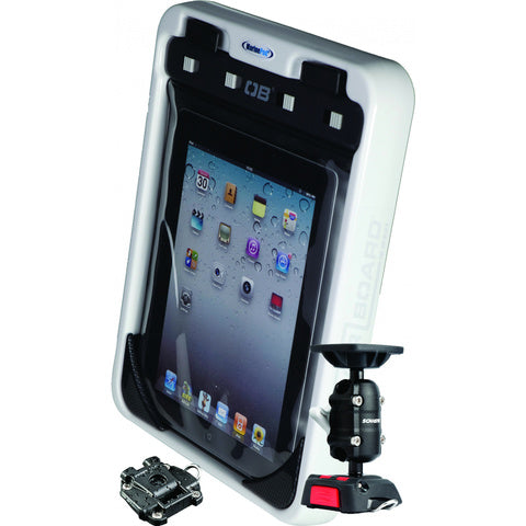 MarinePod iPad holder and waterproof OverBoard Case with flexible ROKK bracket