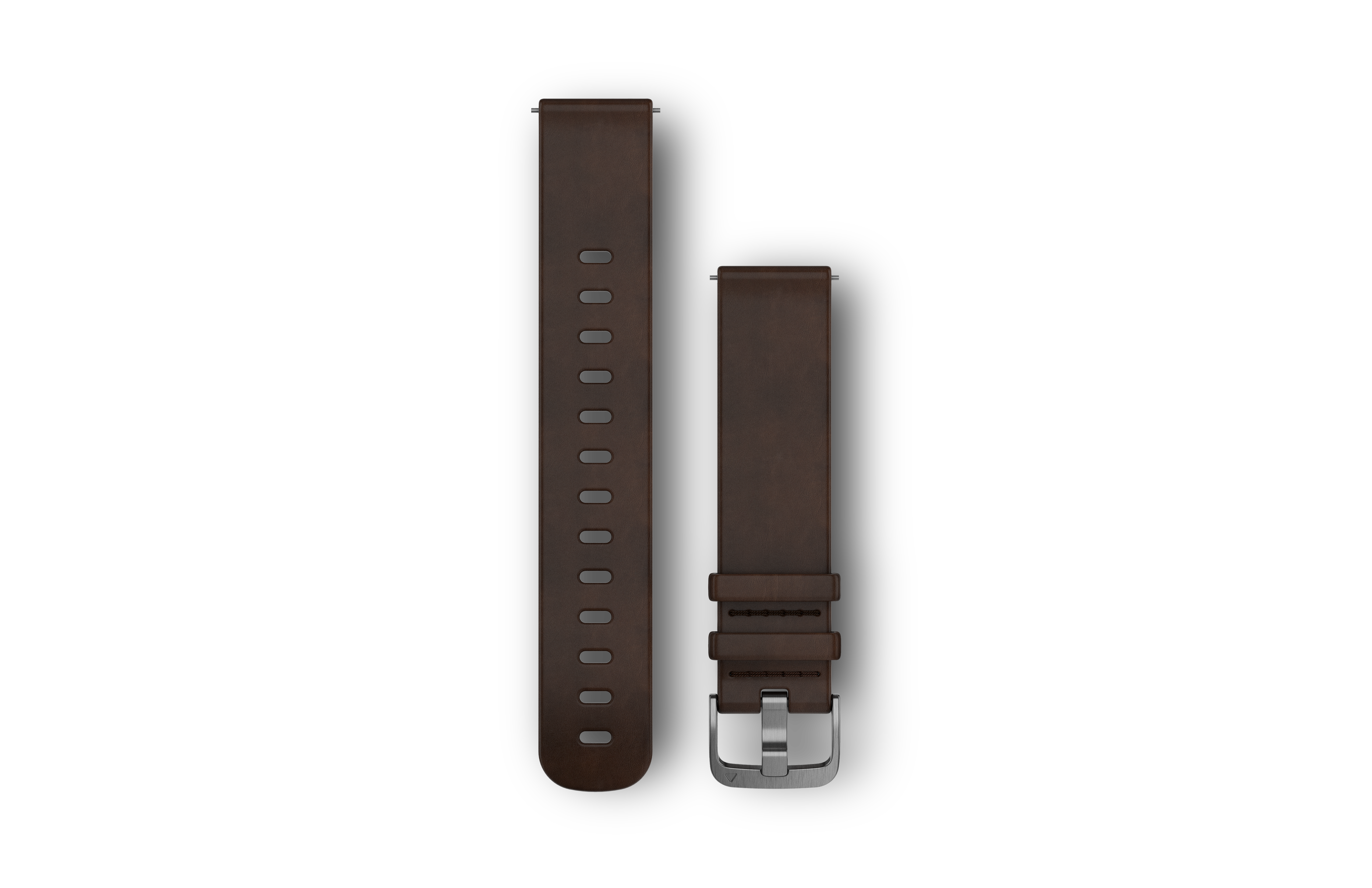Garmin Quick Release-remme (20 mm), Mørkebrunt læder, sølv hardware