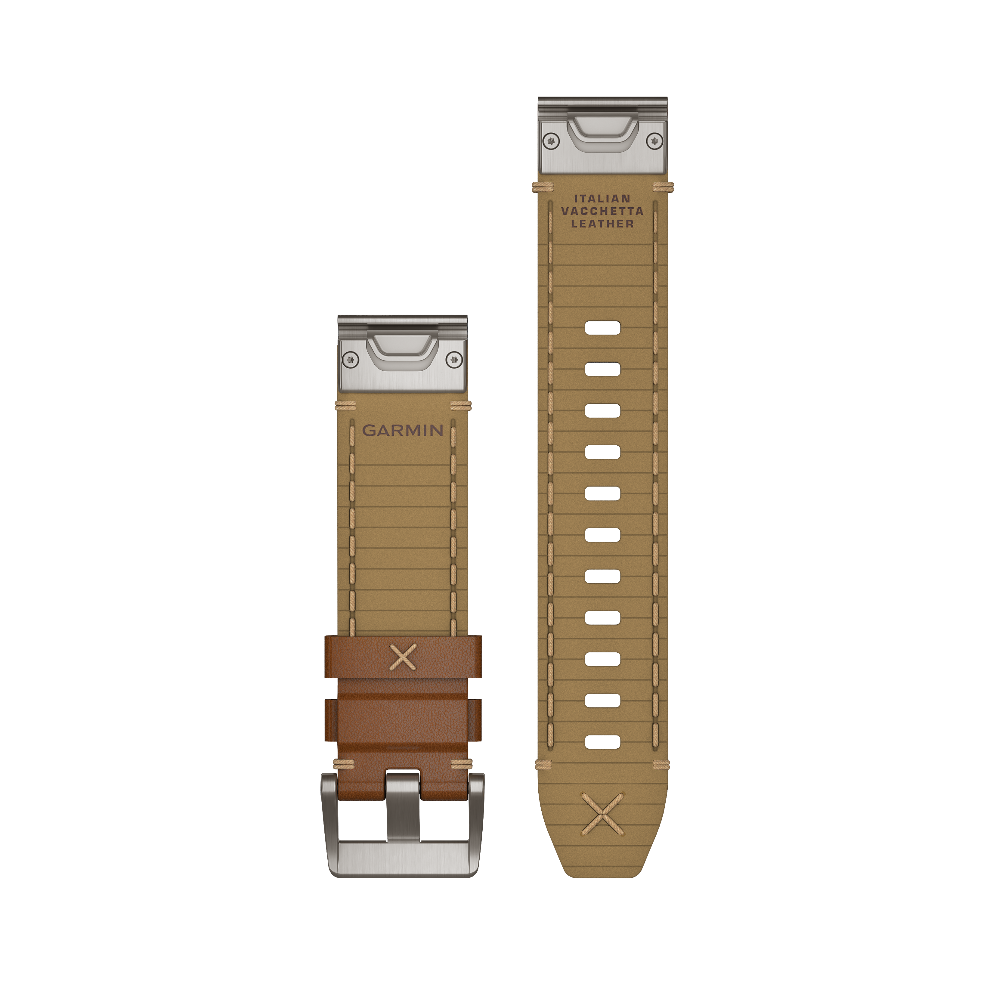 Garmin QuickFit® 22 watch strap, Italian vacchetta leather strap 
