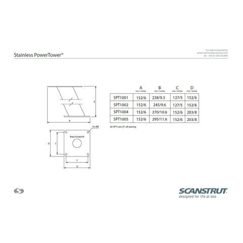ScanStrut SPT1001 STAINLESS POWERTOWER 150mm