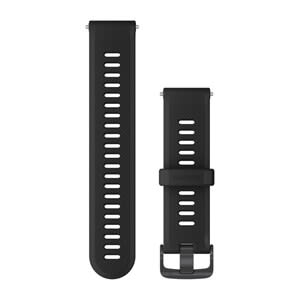 Garmin Watch strap, black silicone with slate gray hardware