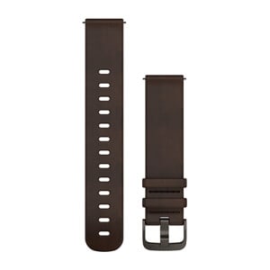 Garmin Quick Release-remme (20 mm), Mørkebrunt læder, Slate hardware
