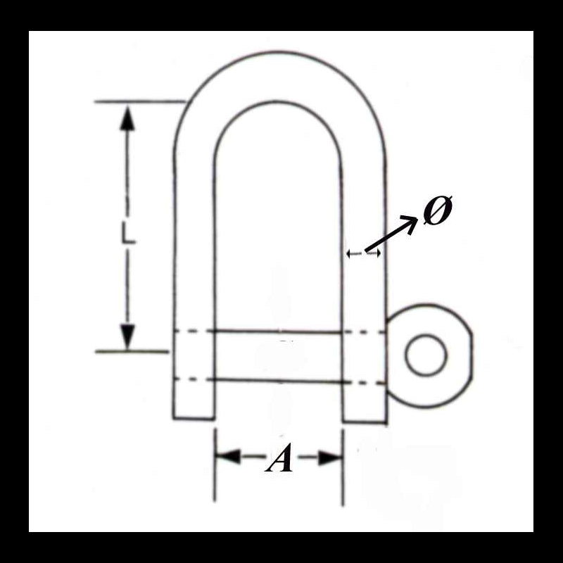 D-Shackle, 4 mm, w/secured bolt