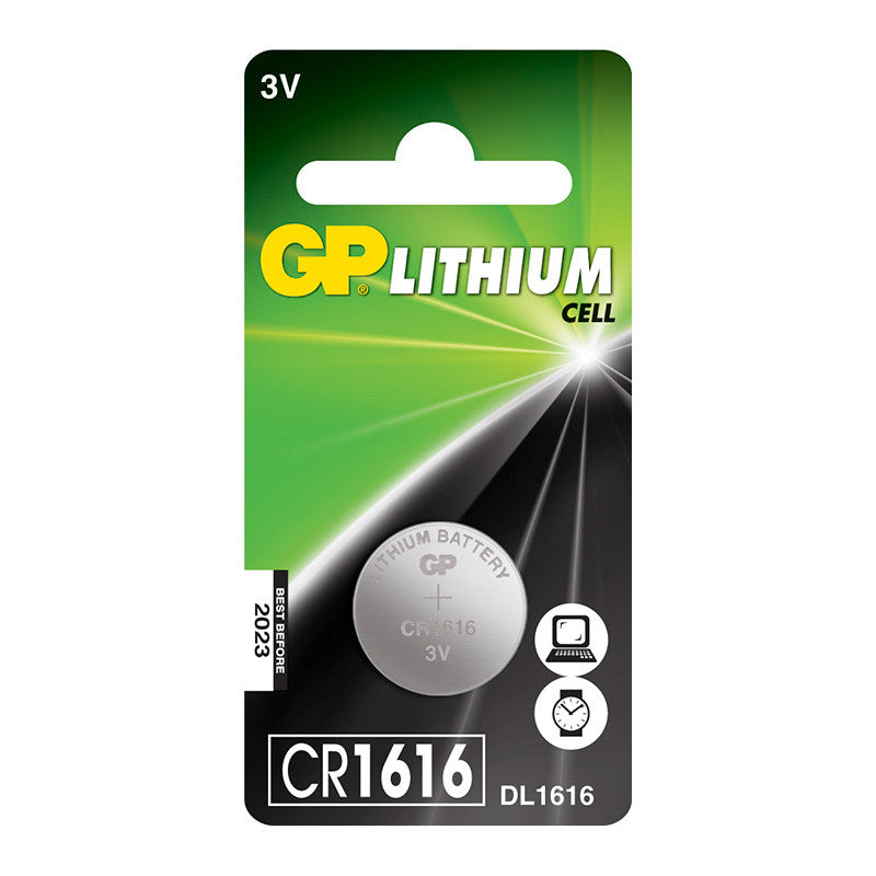 GP Button battery, 3V, 16x1.6 CR1616