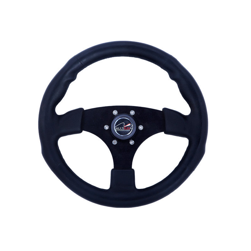 Steering wheel w/artificial leather grip, black, 350