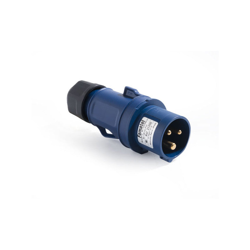 Male plug, 16A-250V, CEE blue