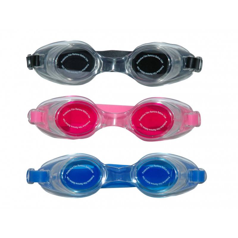 Adult swimming goggles, silicone strap, ass.
