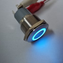 Contact Led Blue light On-Off RF Steel waterproof ip67 ø19mm 10Amp