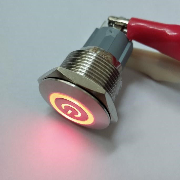 Contact Led Red light On-Off RF Steel waterproof ip67 ø19mm 10Amp