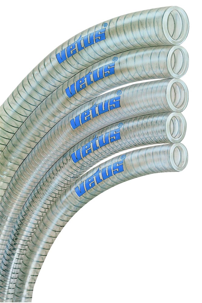 Water hose clear PVC w/steel spiral